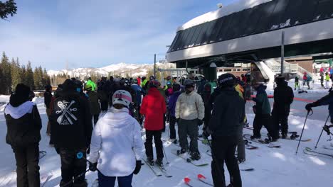 Crowds-of-Skiers-and-Snowboarding-Waiting-in-Lines-at-Brighton-Ski-Resort