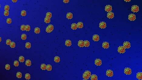 Viruszellen,-Die-In-Einem-Blauen-Flüssigen-Hintergrund-Schwimmen