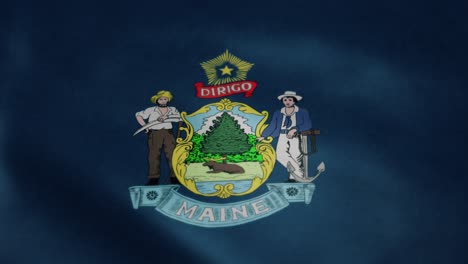 Bandera-De-Maine,-Ondeando-En-Cámara-Lenta