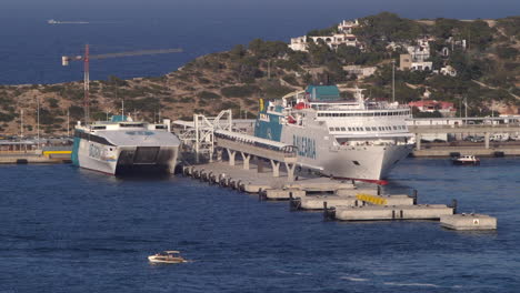 Two-Balearia-Ferries-Moored-in-Ibiza-Sea-Port
