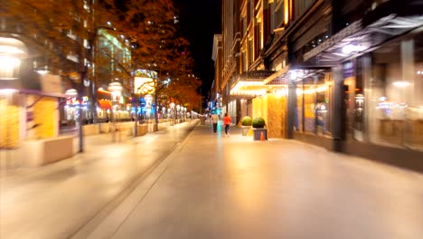 Hyper-lapse-of-walking-in-the-16th-Street-Mall-of-Denver,-Colorado