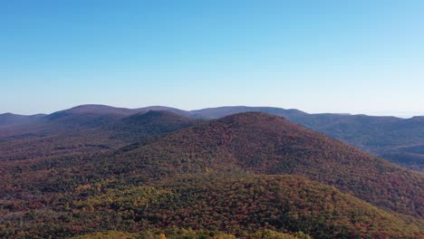 An-aerial-shot-of-Tibbet-Knob-and-Great-North-Mountain-in-Autumn