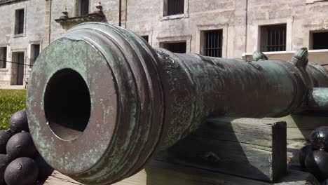 Barrel-of-cannon-in-San-Marcos-Fort,-St