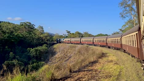 View-From-Window-On-Kuranda-Scenic-Railway-Carriages-In-Motion