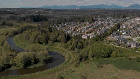 Drone-4K-Footage-Cloverdale-Urban-Housing-for-Middle-Class-Citizens-Zoned-City-Planning-near-a-Protected-habitat-Creek-for-flora-and-fauna