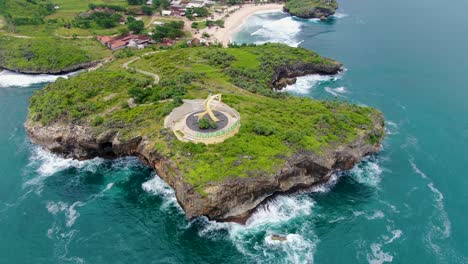 Aerial-view-on-popular-landmark-Yungyang-Hill-on-Krakal-coast,-Indonesia