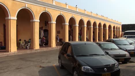 Historical-landmark-Las-Bovedas-Market-in-the-Old-City-of-Cartagena-in-Colombia