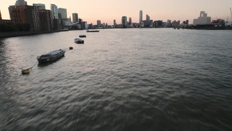 Wide-angle-sunset-Aerial-of-the-Canary-Wharf-buildings-in-London