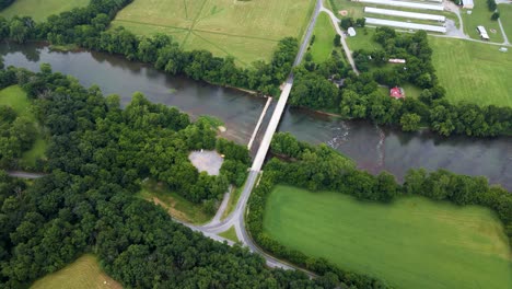 An-aerial-shot-of-a-bridge-along-with-it's-beautiful-scenic-beauty