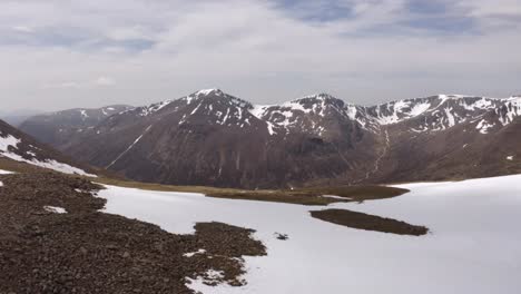Cordillera-De-Escocia-Cubierta-De-Nieve-Drone-Push-In-Shot