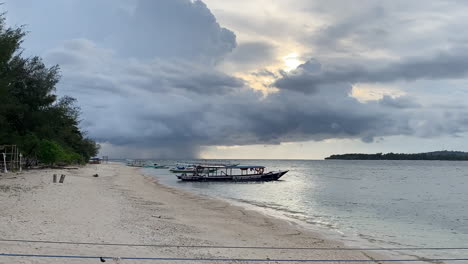Timelapse-Of-Approaching-Storm-Clouds-Approaching-Beach-In-Gili-Air-Island