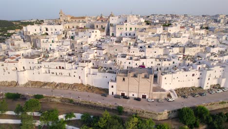 4K-Aerial-of-Ostuni,-'the-White-Town'-in-Apulia,-South-of-Italy