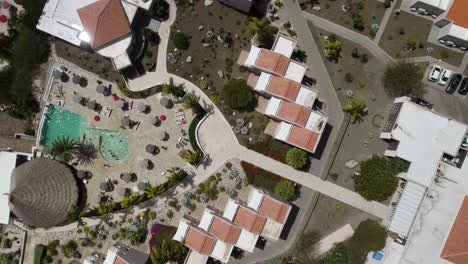 Aerial-top-down-shot-of-the-big-resort-on-Curacao