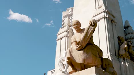 Dulcinea-Female-Sculpture-In-Monument-To-Cervantes-Outdoors-In-Plaza-De-España,-Madrid