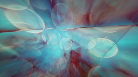 Bewölkter-Korridor-Aus-Eingeschlossenen-Blasen,-Fragmentierte-Glasfacetten-In-Verblasstem-Blau-Sind-Entsättigte-Rote-Farben---Nahtloses-Hintergrundvideo