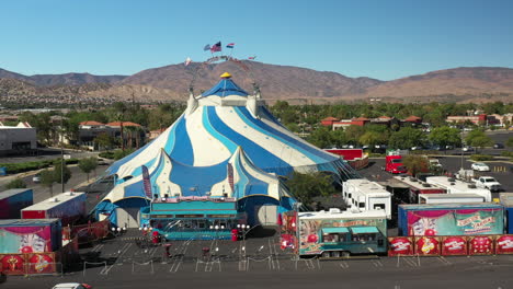 Big-top-tent-for-the-circus-show-in-Palmdale,-California---aerial-view