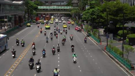Motocicletas-Tráfico-Pesado-Centro-De-La-Ciudad-De-Bangkok