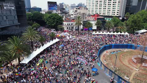 Mexico-city-gay-pride-2022-celebrations-on-sunny-Reforma-Avenue---Aerial-view