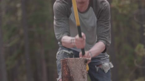 Axe-chopping-wood-in-slow-motion