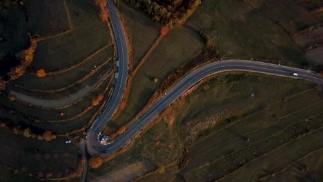 Aerial-fast-forward-footage-taken-above-a-U-turn