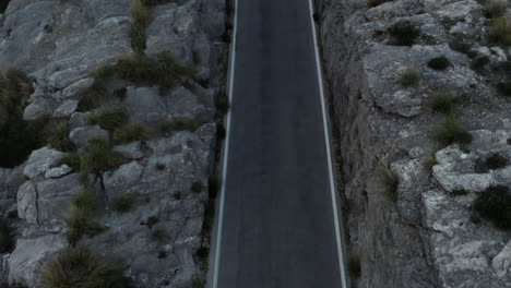 Aerial-Shot-of-the-Spiral-bridge-on-the-road-to-Sa-Calobra,-Mallorca