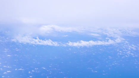 Strange-large-round-circle-white-cumulus-discovery-in-blue-sky,-natural-weather-atmosphere,-high-view-from-plane