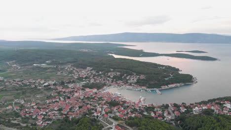 Historic-Town---Port-of-Jelsa,-on-Island-Hvar,-in-Croatia