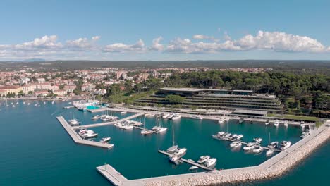 Croatia-City-Coastline-with-Boat-Harbor-on-Beautiful-Adriatic-Sea