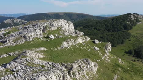 Aerial-drone-view-of-a-rock-mass-at-the-top-of-a-mountain-in-the-Basque-Country