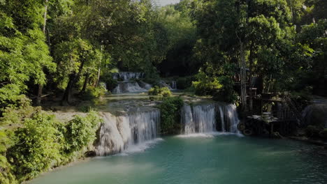 Aerial-View-Of-Cambugahay-Falls-And-Swimming-Hole-In-Siquijor,-Philippines