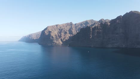 Amazing-aerial-view-of-Los-Gigantes-cliffs-on-Tenerife,-Canary-Islands,-Spain