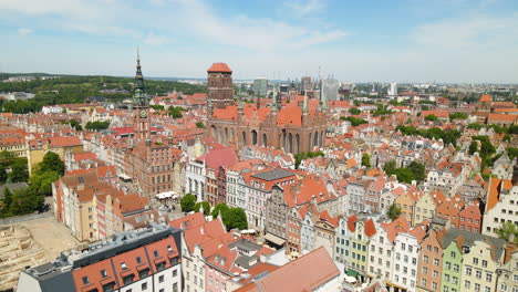Overpopulated-oldtown-of-Gdansk-Poland-aerial-Europe