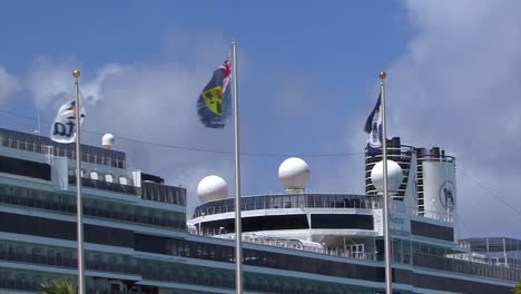 Turks-and-Caicos-Islands,-Holland-America-Line-and-Costa-Crociere-flags