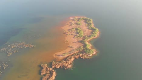 Aerial-View-Of-Island-In-Keenjhar-Lake-In-Thatta-In-Pakistan