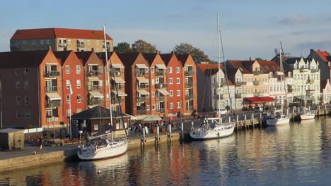 Panorama-of-the-harbor-of-Sonderborg,-Denmark