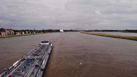 Aerial-Above-River-Noord-With-MS-VistsStar-Ship-Passing-Another