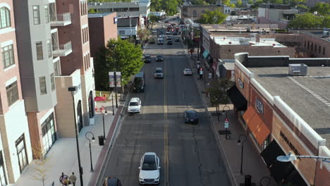 Aerial-shot-street-view-of-Naperville,-Joliet-in-Illinois