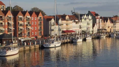 Panorama-of-the-harbor-of-Sonderborg,-Denmark