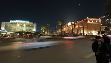 Long-exposure-nightlapse-of-car-traffic-in-central-Cairo