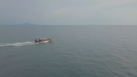 Aerial-of-taxi-boat-in-ocean-on-the-coast-of-Thailand