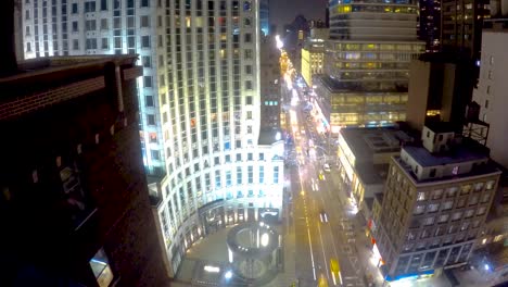 Time-lapse-in-downtown-Manhattan-at-night
