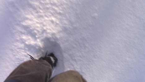 Caminar-En-La-Nieve-Fresca;-Mirando-Al-Suelo