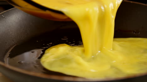 Whisked-Eggs-Being-Poured-Into-Hot-Frying-Pan