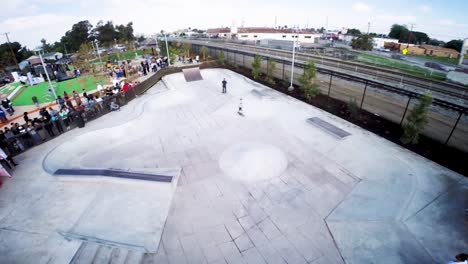 Skateboarders-in-a-skate-park-Drone