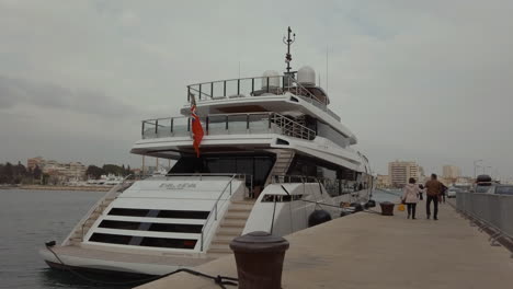 Superyacht-moored-up-at-Zadar-old-town-dock-in-Croatia