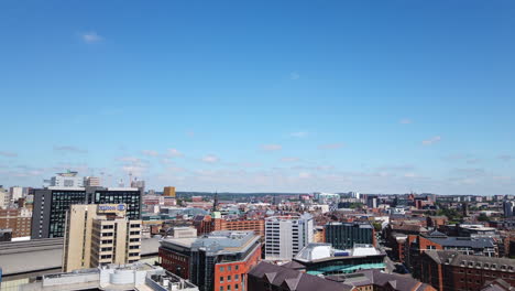 Time-Lapse-of-Leeds-City-Centre-Skyline-on-Sunny-Summer’s-Day-with-Fast-Moving-White-Clouds-from-High-Vantage-Point