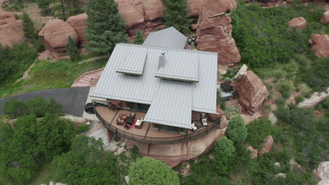 Aerial-view-gets-low-in-front-of-Mountain-Home