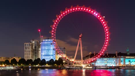 London-Eye-Nachtzeitraffer,-Zoomansicht