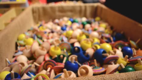 Toys-decoration-in-Christmas-market---close-up-shot