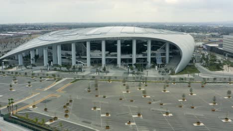 Aerial-4K-footage-of-empty-SoFi-Stadium-in-Inglewood-during-COVID-19-pandemic-in-Los-Angeles,-California,-USA